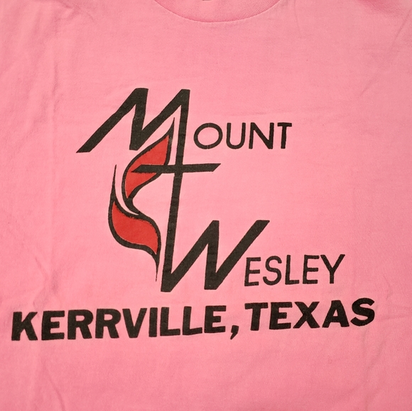 Pink 90s T-shirt Mount Wesley Kerrville Texas XL - Picture 2 of 6